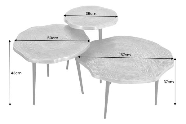 Sada 3 príručných stolíkov ORGANIC 60/50/40 cm, starožitný, mosadz