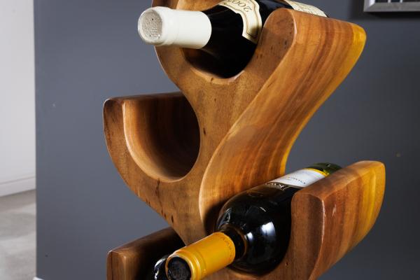 Dekoračný stojan na víno ARTE 100 cm, prírodný, drevo suara