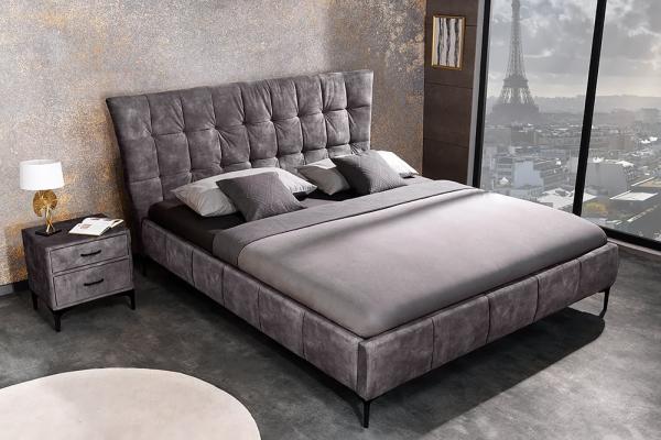 Dizajnová manželská posteľ BOUTIQUE 160x200 cm, tmavošedá, zamat