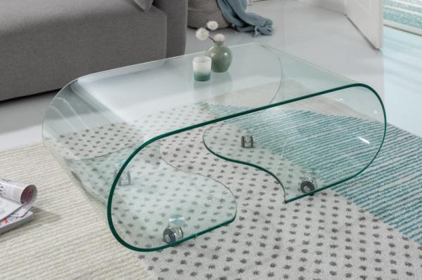 Extravagantný sklenený konferenčný stolík FANTOME 90 cm transparentný