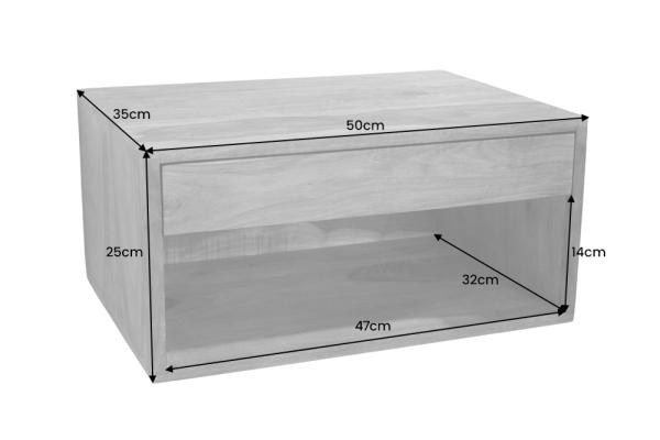 Masívny závesný nočný stolík PURE 50 cm, akácia, prírodný