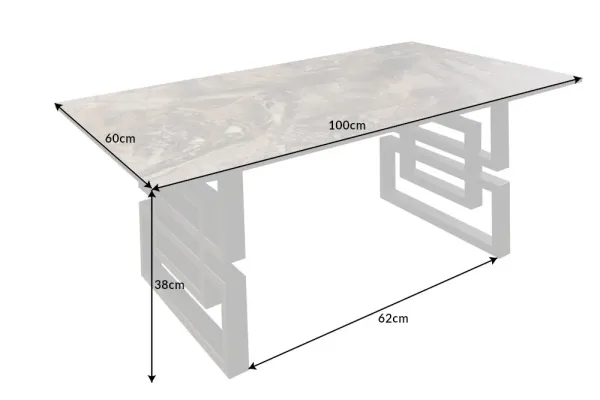 Dizajnový konferenčný stolík ATLANTIS 100 cm, taupe keramika v mramorovom vzhľade