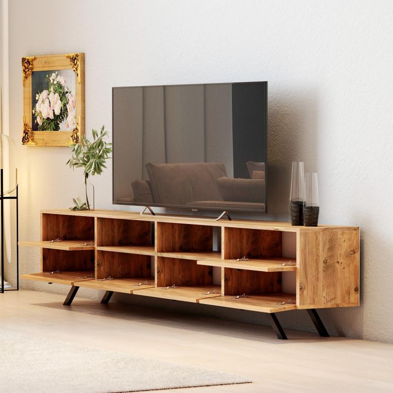 Retro TV stolík BETA 180 cm, MDF, orechová dýha