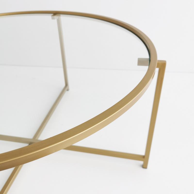 Elegantný konferenčný stolík SUN 83 cm, matný zlatý