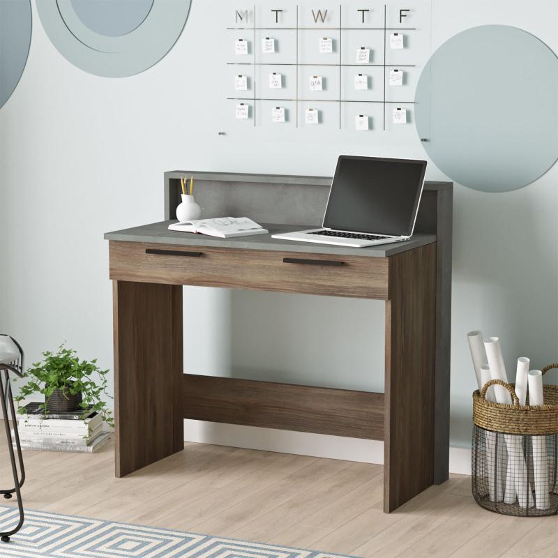 Elegantný pracovný stôl HOME 94 cm, MDF, hnedý, šedý
