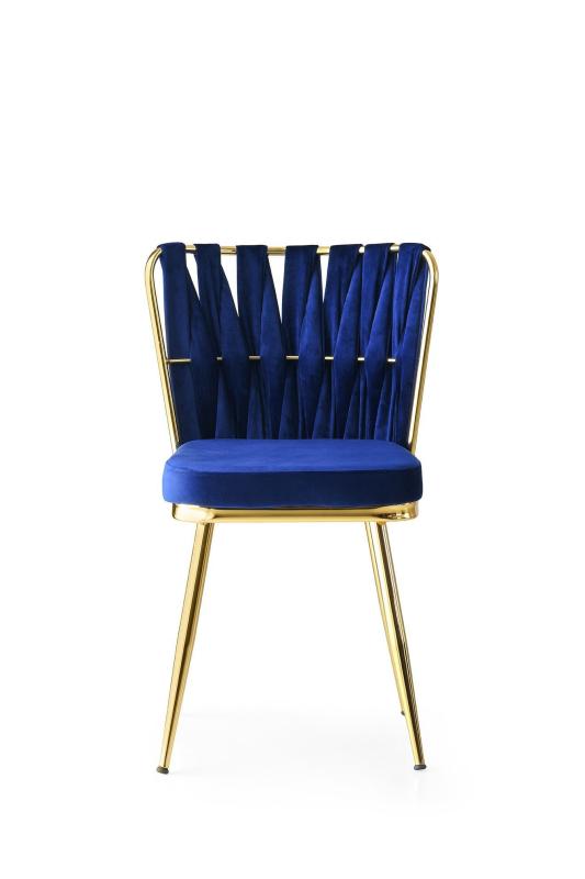 Dizajnová stolička KUSAKLI, kráľovská modrá, zamat