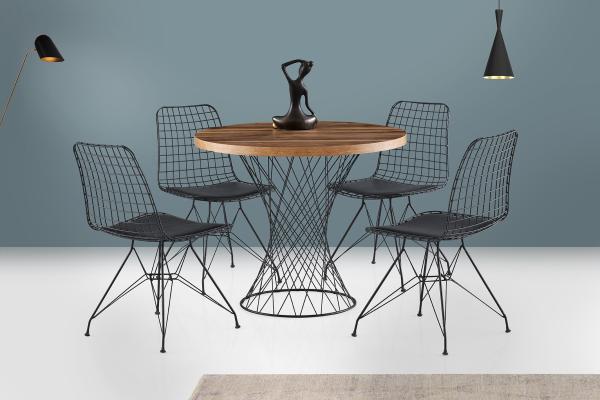 Dizajnový okrúhly jedálenský stôl POTA 90 cm, hnedý