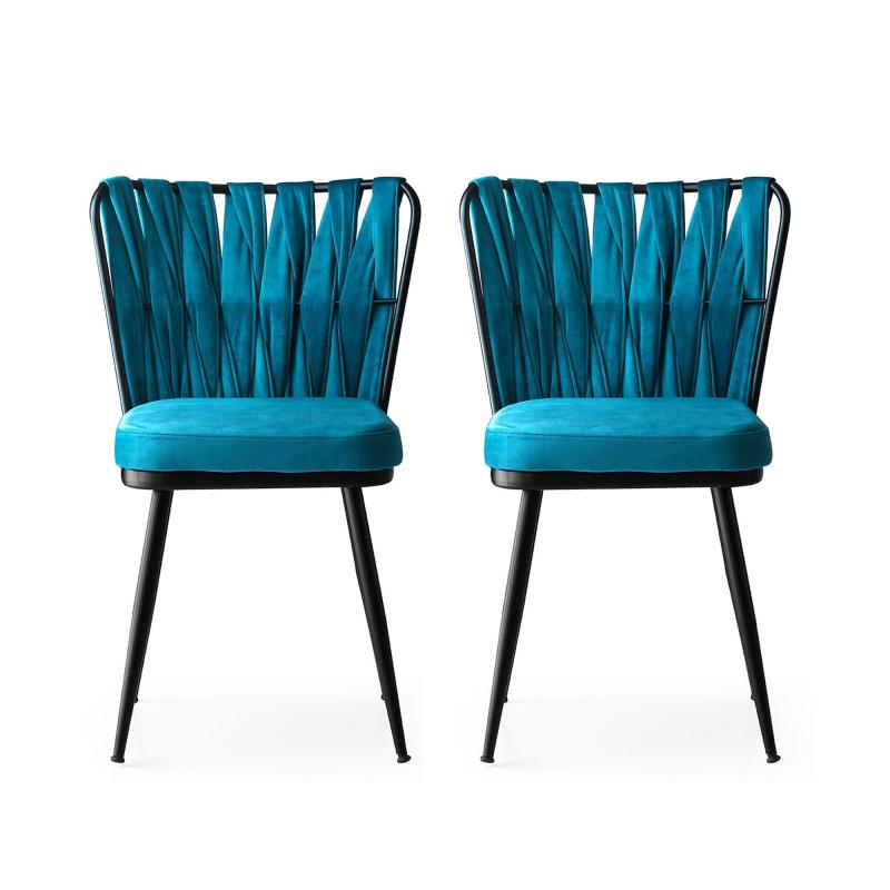 Dizajnová stolička KUSAKLI, aqua modrá, zamat