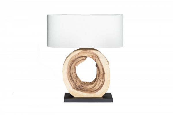 Dizajnová stolová lampa ORGANIC ARTWORK 63 cm orechové drevo s ľanovým tienidlom
