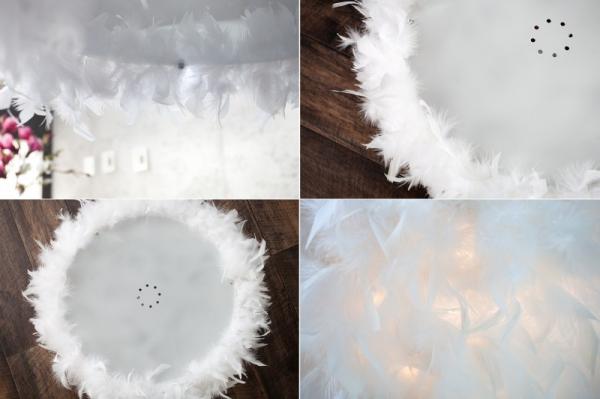 Extravagantné dizajnové závesné svietidlo PARADISE 40cm biele s pierkami