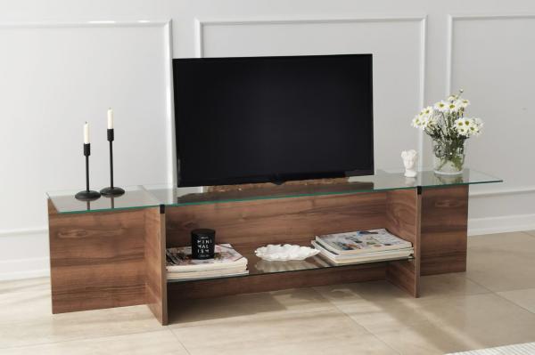 Dizajnový TV stolík ESCAPE 158 cm, MDF, hnedý