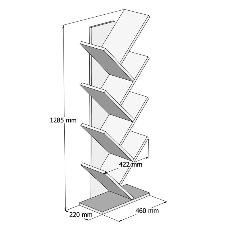 Dizajnová knižnica HITIT 130 cm, MDF, antracit