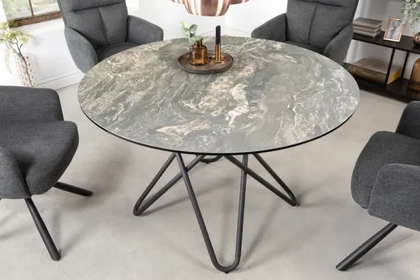 Extravagantný jedálenský stôl ELLIPSE 120 cm, prírodný keramický kameň