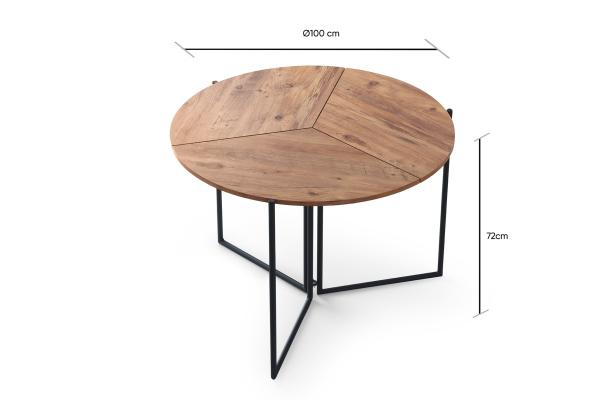 Okrúhly jedálenský stôl YAPRAK skladací, 100 cm, MDF, prírodný