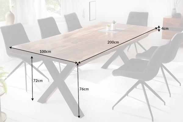 Jedálenský stôl z masívu AMAZONAS X 200 cm sheesham, prírodný