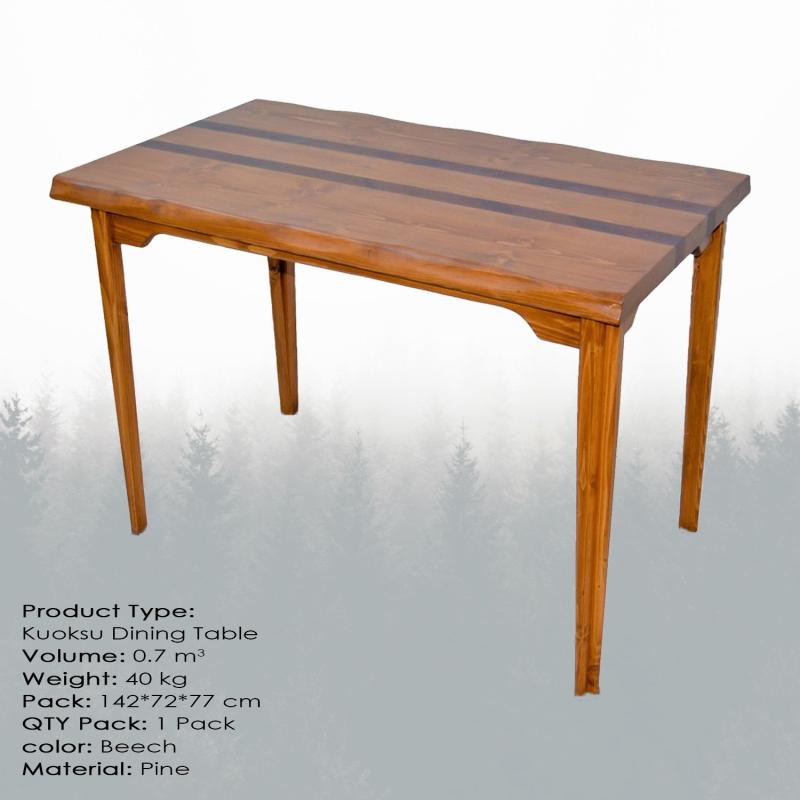Masívny jedálenský stôl KUOKSU 140 cm, borovica, hnedý