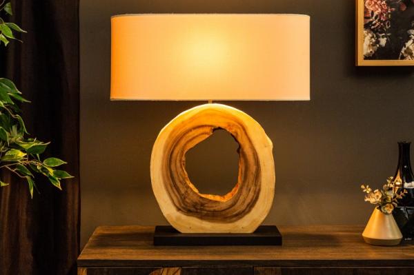 Dizajnová stolová lampa ORGANIC ARTWORK 63 cm orechové drevo s ľanovým tienidlom