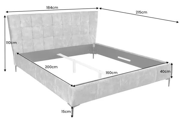 Dizajnová manželská posteľ BOUTIQUE 160x200 cm, tmavošedá, zamat