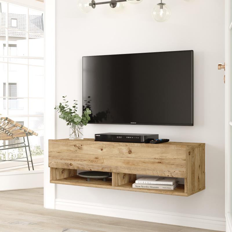Moderný TV stolík FRAA 100 cm, MDF, prírodný