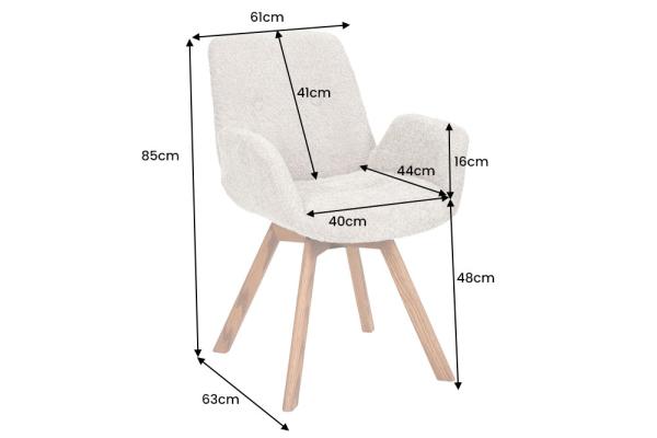 Otočná dizajnová stolička BALTIC, béžová, bouclé, prírodná, dub