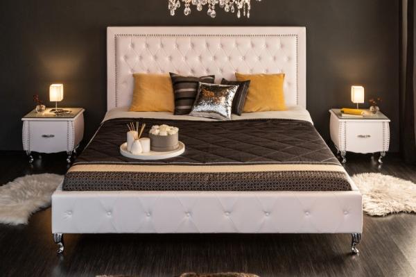 Manželská posteľ Chesterfield EXTRAVAGANCIA 180x200 cm biela