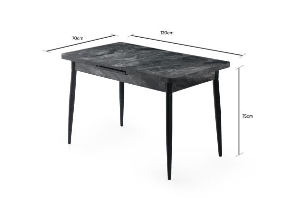 Dizajnový jedálenský stôl AY II 120 - 150 cm rozkladací, imitácia mramor