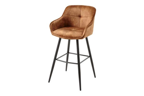 Dizajnová barová stolička EUPHORIA, hnedá, zamat