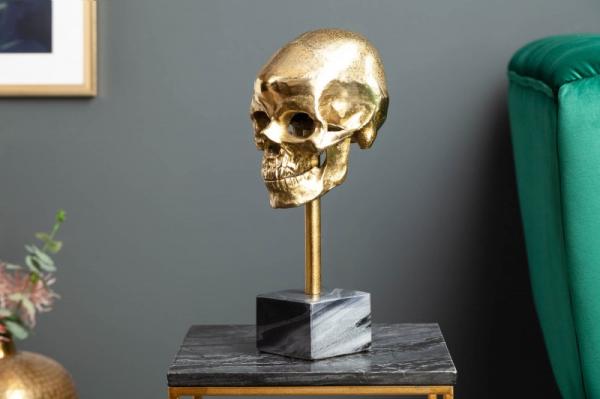 Elegantná socha LEBKA 35 cm, zlatá