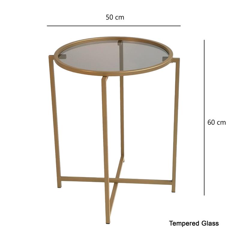 Dizajnový bočný stolík GOLD 60 cm, matný, zlatý