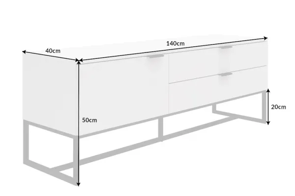 Moderný TV stolík X7 140 cm, biela matná