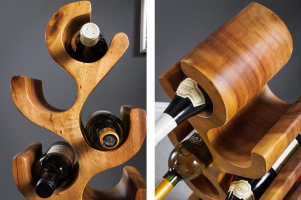 Dekoračný stojan na víno ARTE 100 cm, prírodný, drevo suara