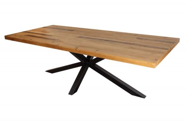 Priemyselný jedálenský stôl GALAXIE 240 cm vintage hnedý z borovicového dreva