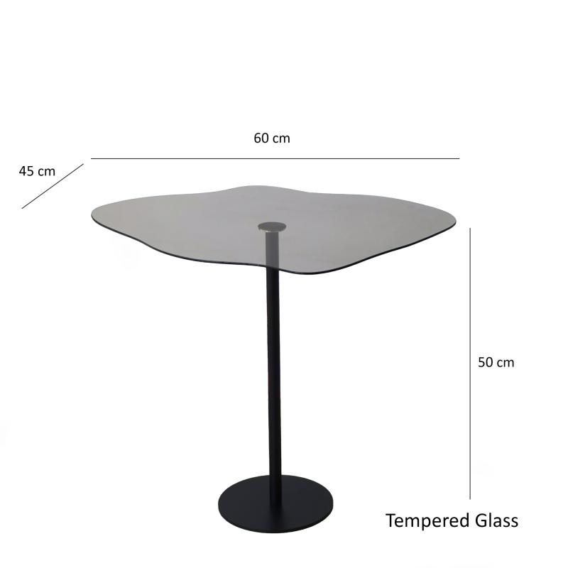 Odkladací stolík DIOR 60 cm, sklo, matný, čierny