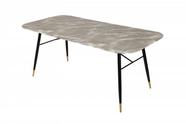 Dizajnový jedálenský stôl PARIS 180 cm sklo, mramorový vzhľad, šedý