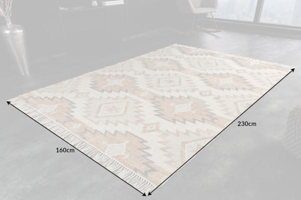 Ručne tkaný koberec ETHNO 230x160 cm, hnedo béžový, bavlna