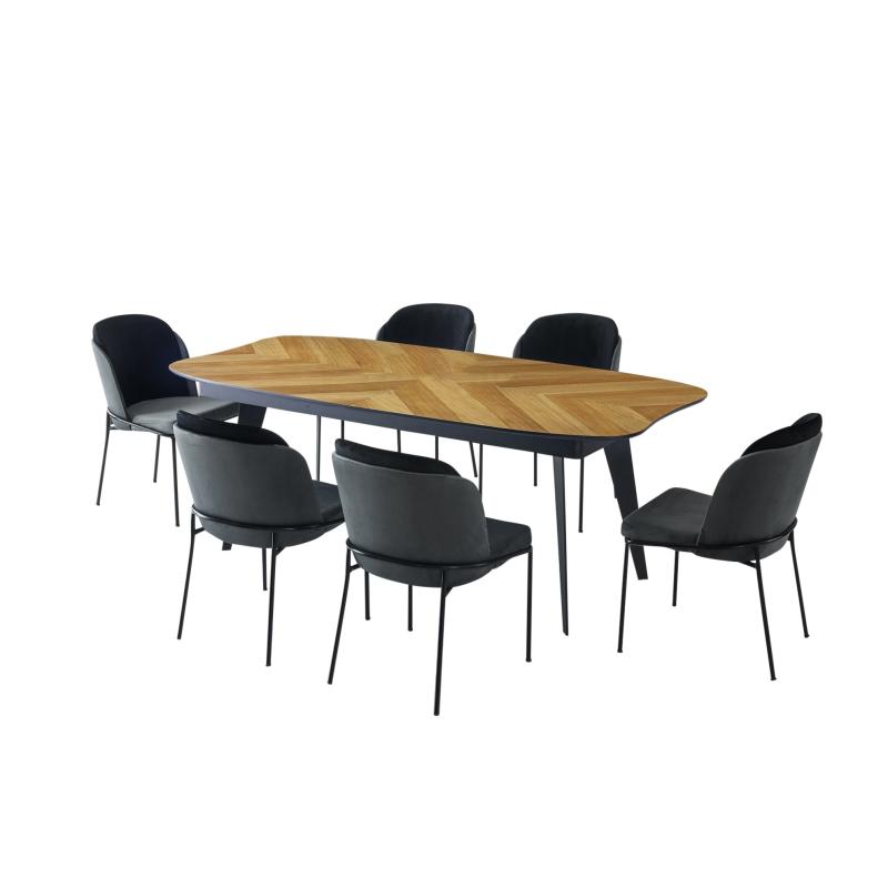Rozkladací jedálenský stôl FIRENZE 206-296 cm, MDF, dubová dýha, antracit