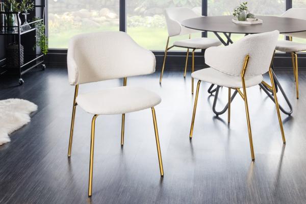 Dizajnová stolička VOGUE, biela, zlatá, bounclé