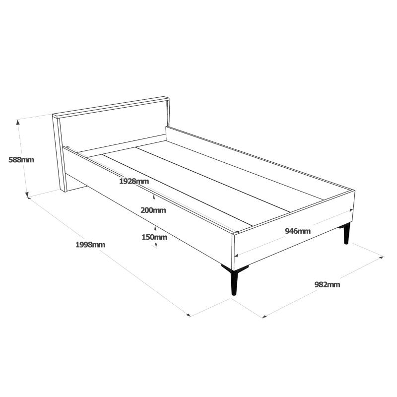 Elegantná sada - posteľ 100x200 cm, šatník a stolík ARCA, MDF, prírodná 6