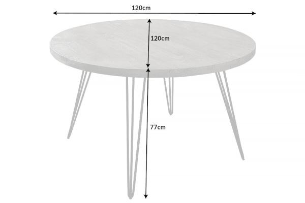 Okrúhly jedálenský stôl SCORPION 120 cm, mango, šedý