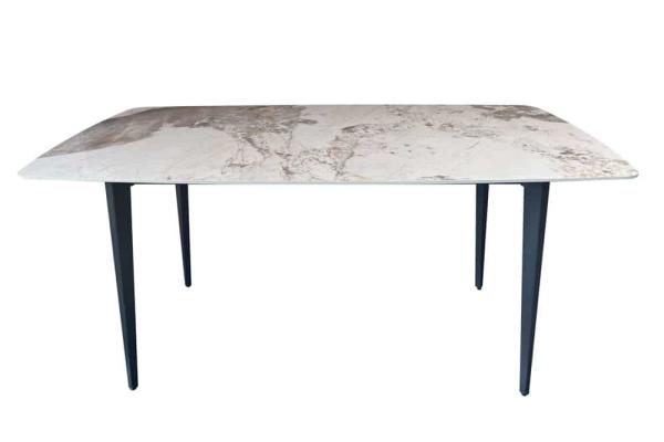 Moderný jedálenský stôl MILANO 160 cm, biely mramorovaný prírodný kameň