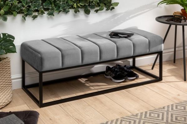 Moderná lavica BENCH PETIT 110 cm zamat, strieborno šedá