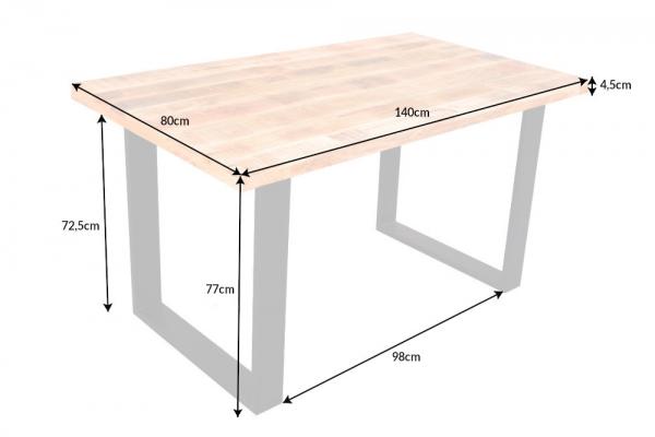 Dizajnový jedálenský stôl IRON CRAFT 140 cm mango, prírodný