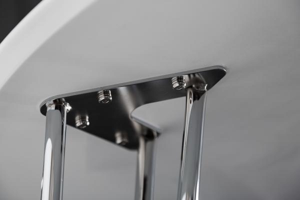 Moderný jedálenský stôl ARRONDI 90 cm biely chróm okrúhly