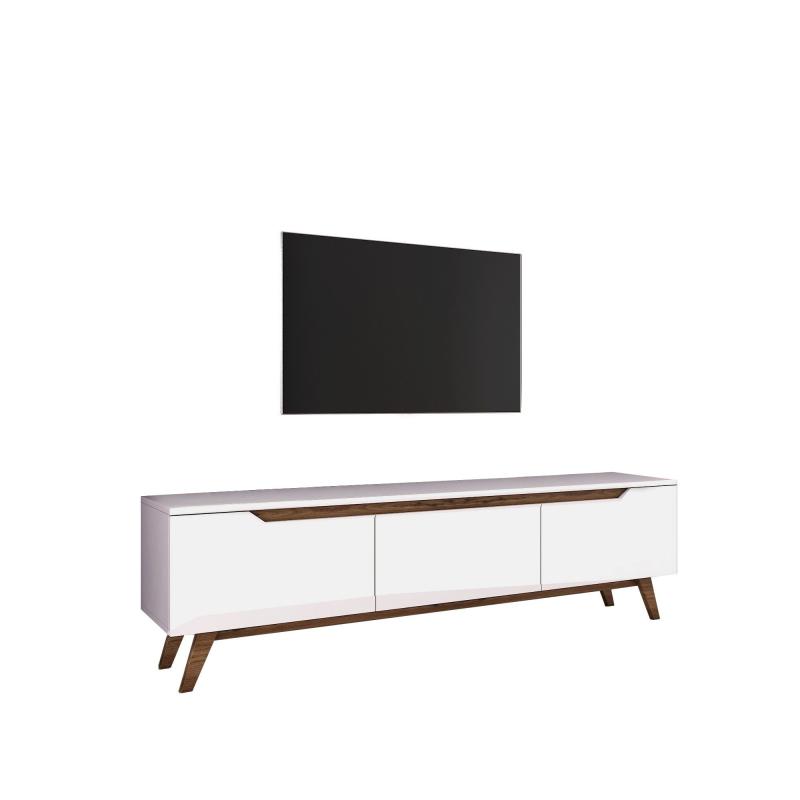 Elegantný TV stolík DIVA 180 cm, MDF, dýha orech, biely