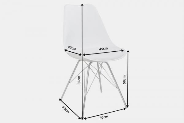 Retro stolička SCANDINAVIA MEISTERSTÜCK biela, s pochrómovaným rámom
