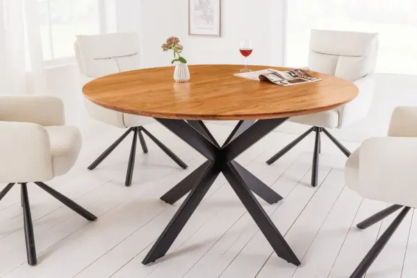 Masívny jedálenský stôl GALAXIE 130 cm, okrúhly, akácia, prírodný