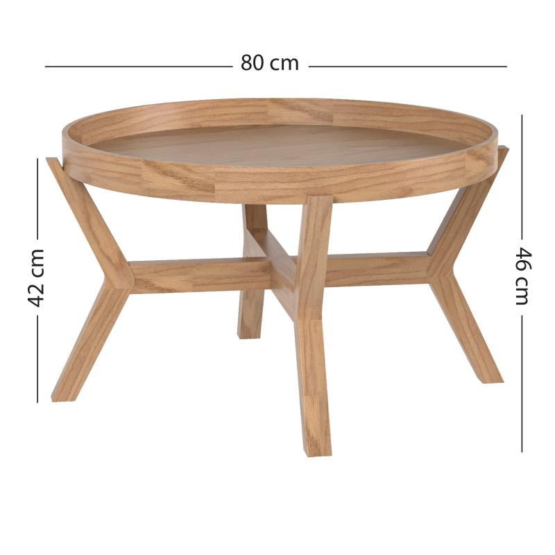 Masívny konferenčný stolík BUCE 80 cm, borovica, prírodný