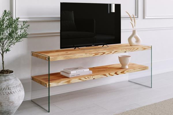 Masívny TV stolík NIAGARA 120 cm, borovica, prírodná