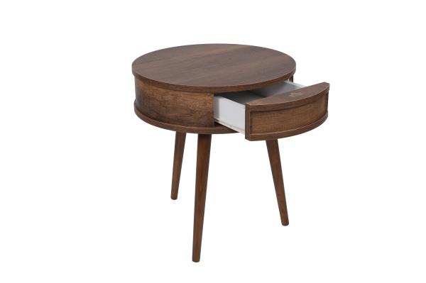 Dizajnový bočný stolík YUVARLAK 59 cm, MDF, hnedý