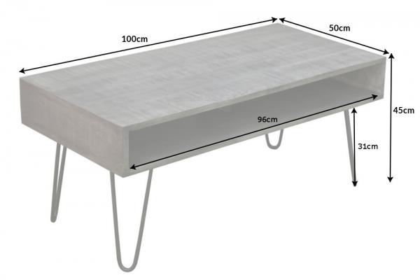 Masívny konferenčný stolík SCORPION 100 cm mango, šedý
